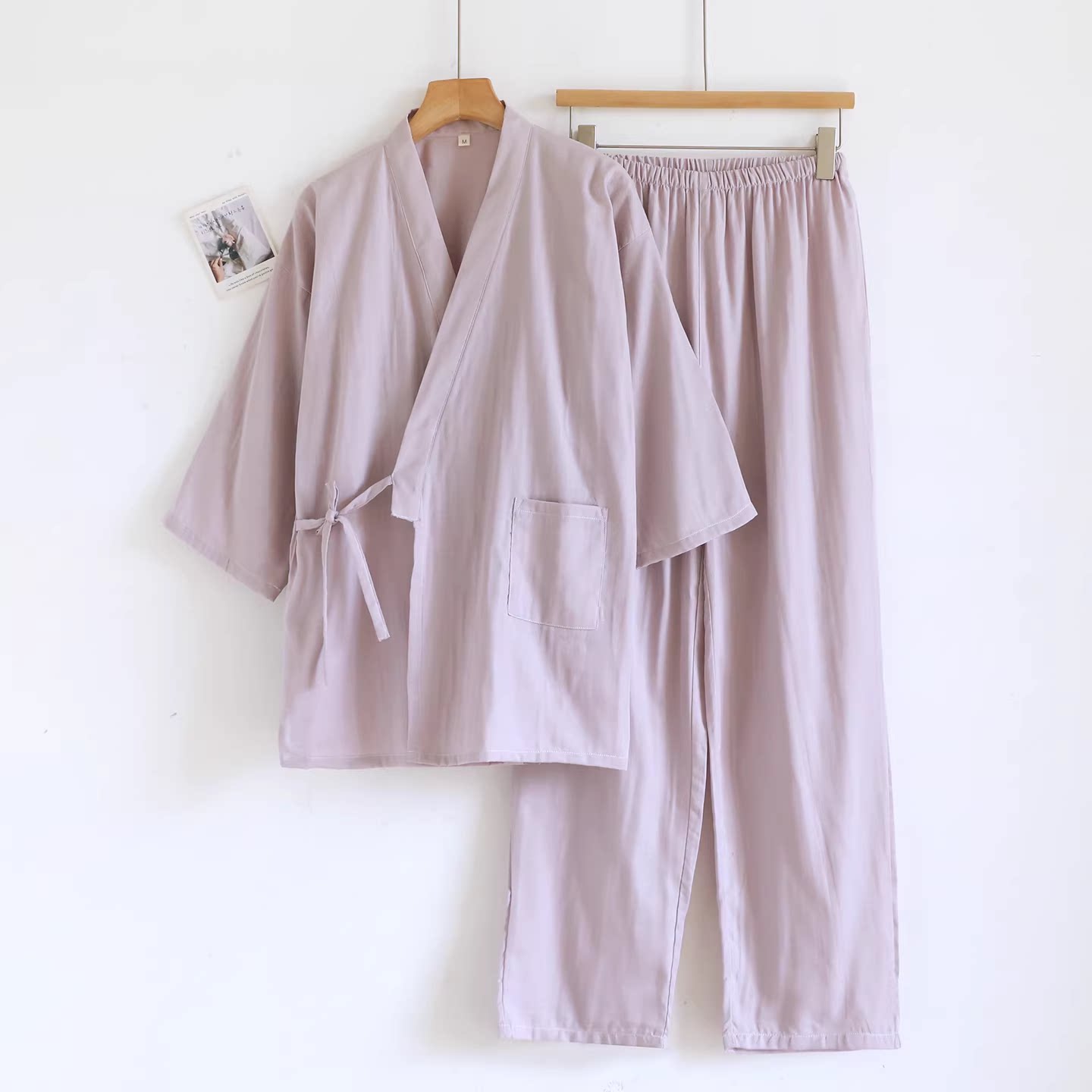 纯棉双层纱布睡衣女和服春秋季2026新款夏天七分袖100%全棉家居服