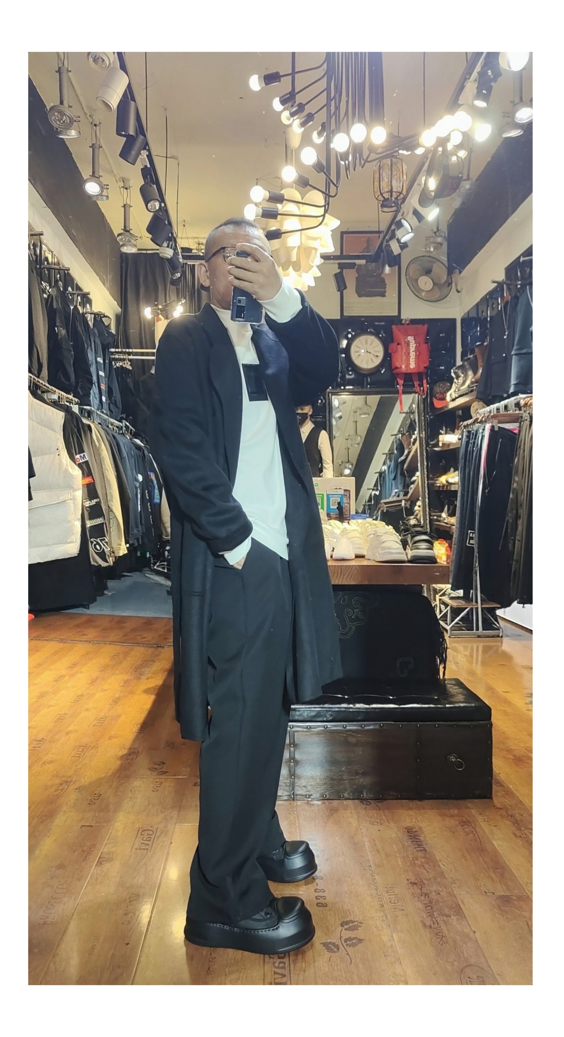 高端设计师廓形大衣男 早春中长款韩版风衣 宽松保暖仿毛呢外套潮