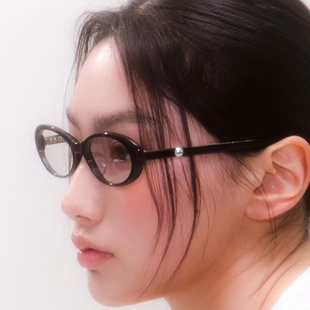 月神系列珍珠腿黑框眼镜椭圆形素颜猫眼防蓝光可配近视高度数超轻