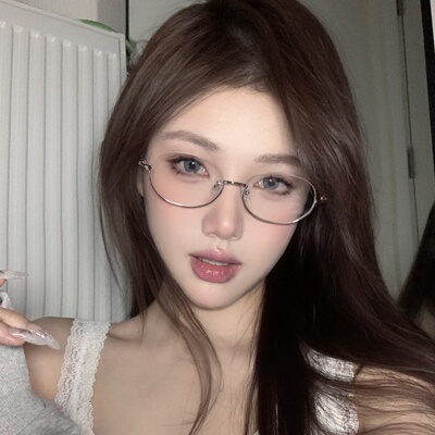 日系复古金属椭圆半无框素颜眼镜高级网感女妖风学生配近视高度数