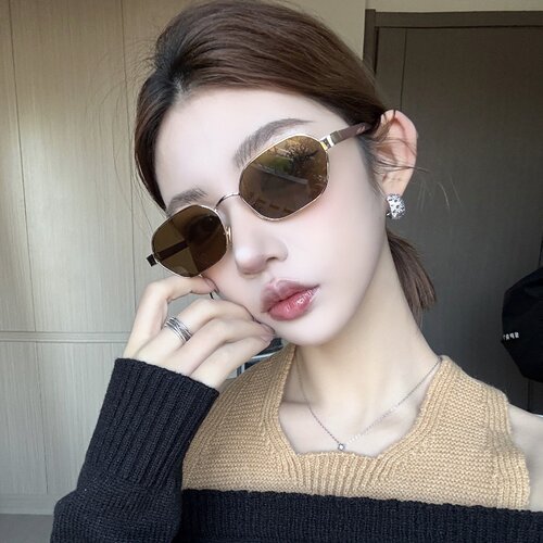 复古欧美多边形茶色显瘦太阳镜