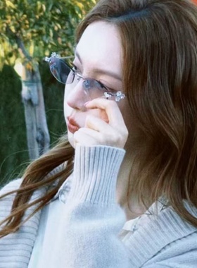 复古无框浅灰显瘦浅灰色珠宝墨镜