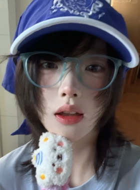 复古日宅系二次元动漫可爱风蓝色大框素颜眼镜学生可配近视度数女