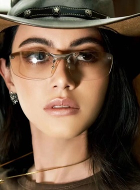 欧美牛仔辣妹风无框渐变水银墨镜