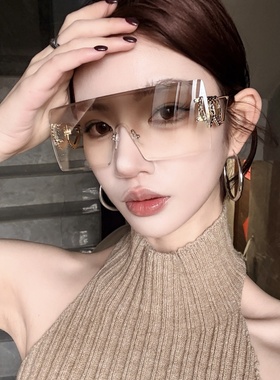 复古无框方形渐变茶显瘦女墨镜女