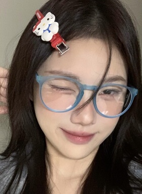 二次元日系动漫软妹风多巴胺蓝色眼镜女方圆脸显瘦素颜可配近视潮