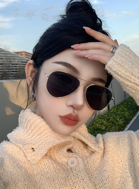 复古金边蛤蟆墨镜女潮方圆脸显瘦飞行员式经典网红太阳眼镜韩版潮