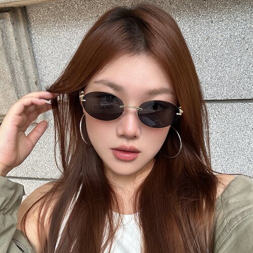 欧美辣妹ins网红太阳镜无框椭圆