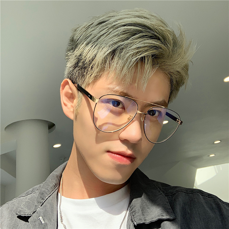 韩版潮男眼镜框ins风双梁平光镜超大框大脸显瘦素颜近视框架眼镜