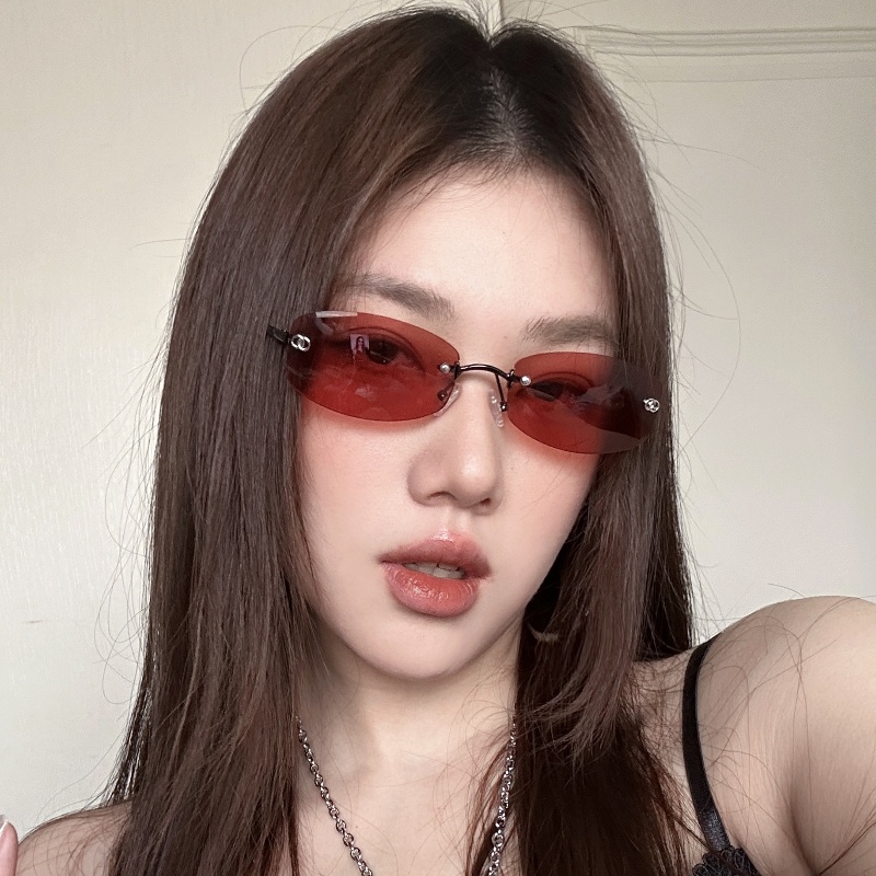 高级感网感欧美辣妹风无边框墨镜