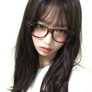 韩女潮ive直井怜演唱会同款 饰眼镜框显瘦凹造型拍照 豹纹蝴蝶结装