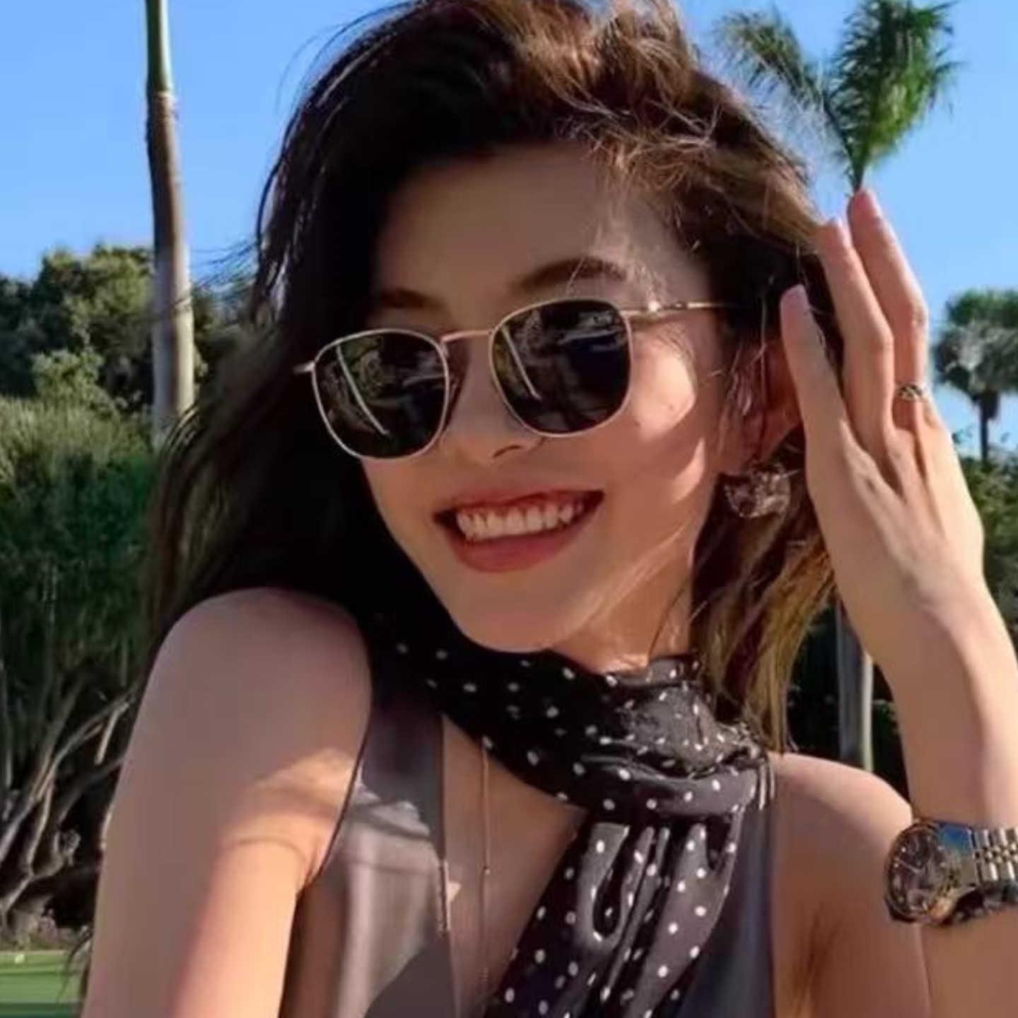 金属老钱轻奢风大框偏光墨镜显瘦