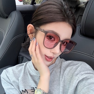 2025新款 磨砂灰粉色墨镜女潮大框方形圆脸显瘦欧美辣妹风太阳眼镜