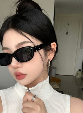 复古猫眼GM防UV墨镜女方圆脸