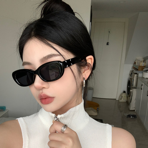 复古猫眼GM防UV墨镜女方圆脸