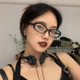 甜酷辣妹欧美式 风小脸椭圆黑框防蓝光素颜眼镜女潮配近视度数超轻