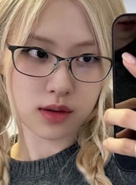 金属枪灰色方形猫眼素颜眼镜办公室女妖风rose同款学生配近视度数