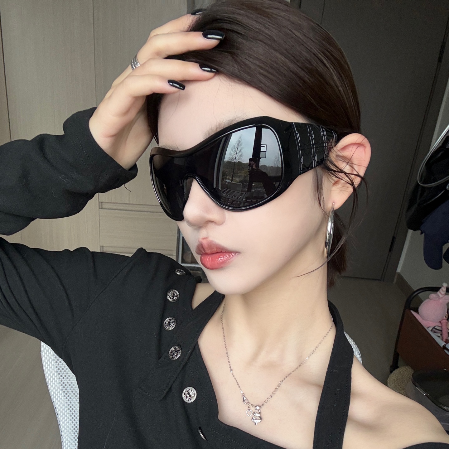 超大框面罩太阳眼镜户外Y2K欧美