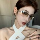 欧美辣妹亚裔风无框透明水银色y2k墨镜女方圆脸显瘦高级感太阳镜