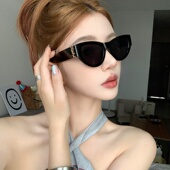 欧美风法式 偏光猫眼gm墨镜女潮方圆脸显瘦高级感太阳镜金属配饰男