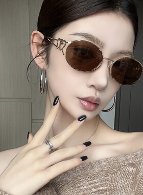 金属老钱风双爱心高级感欧美墨镜