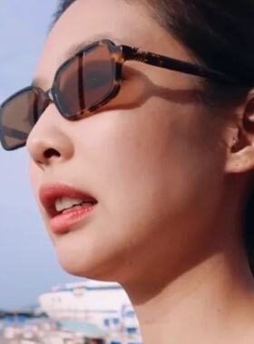 复古豹纹茶色小方形圆脸欧美辣妹高级网感墨镜女Jennie同款太阳镜