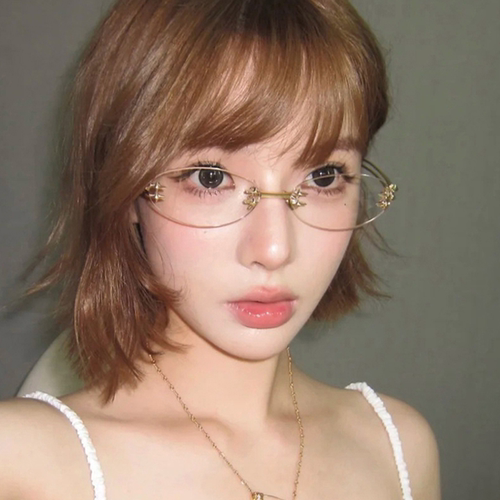 欧美椭圆无框星星防晒近视太阳镜