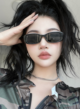 欧美小框方形圆脸复古黑框墨镜