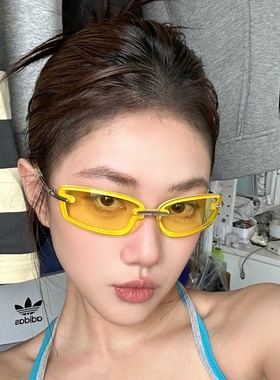 无框小脸多巴胺夜视黄墨镜女辣妹