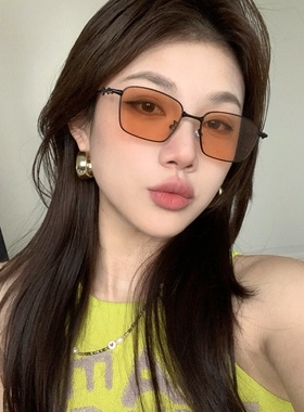 2026复古金属黑框茶色太阳眼镜女