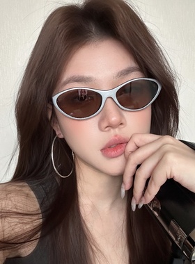 科技感银色猫眼墨镜女显瘦欧美风