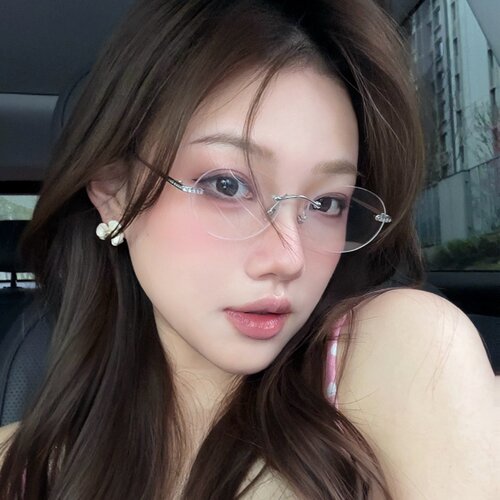 复古无框镶钻防蓝光近视眼镜