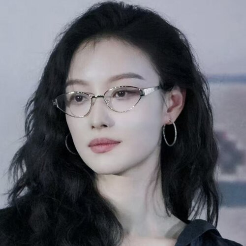 欧美金属丝老钱风猫眼素颜眼镜女