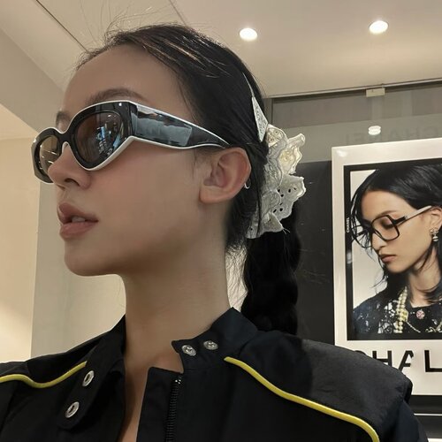 复古欧美风熊猫黑白配色墨镜女潮