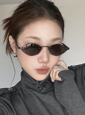 无框咖色菱形防紫外线女士太阳镜