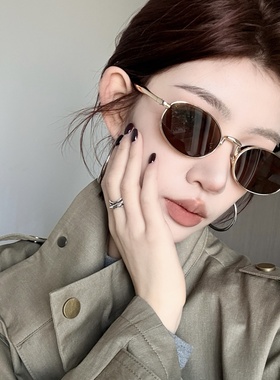 老钱风椭圆猫眼茶色显瘦太阳镜女