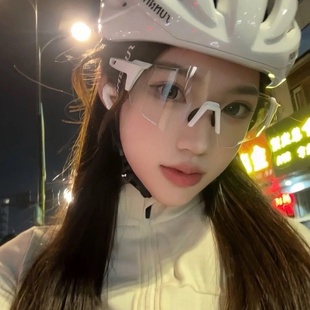 运动户外日夜两用变色镜片自行车防风遮阳登山太阳墨镜女白边无框