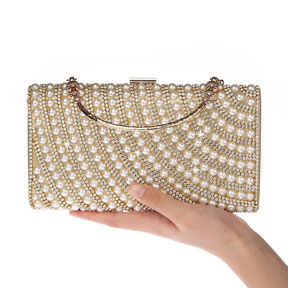 珍珠晚宴包镶钻女士品牌手拿包喜妈妈包包手提包小拎包配旗袍手包