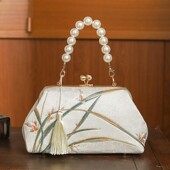 2025新款 珍珠旗袍包新中式 国风喜妈妈包手拎包婚宴包女手提斜挎包