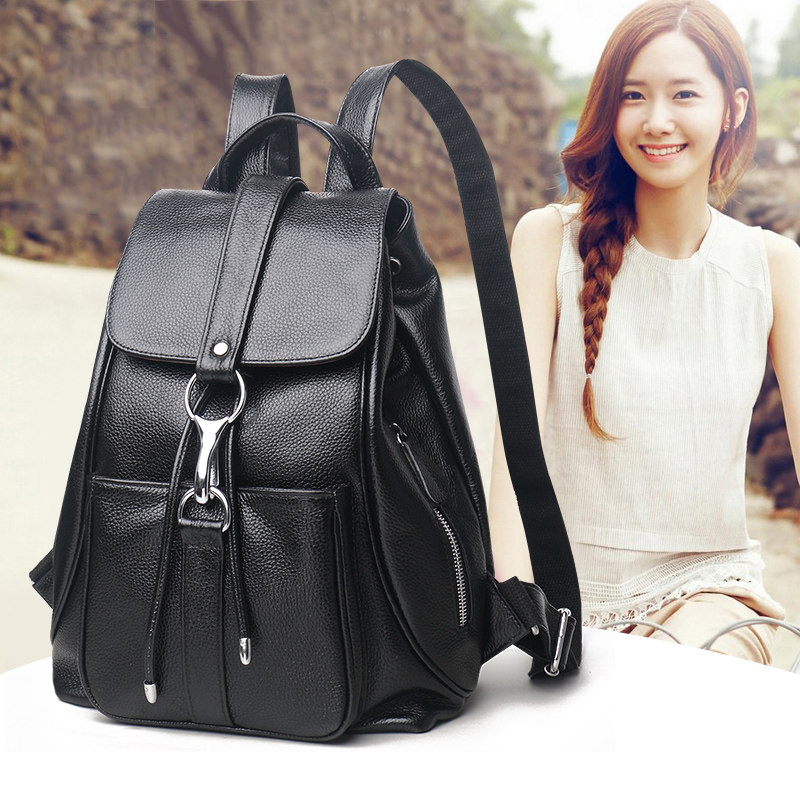 真皮双肩包女2020年新款时尚韩版百搭女士2019牛皮大容量软皮背包