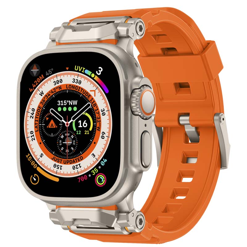 适用ultra49mm手表带开拓者新款潮流45/44改装applewatchultra2运动机械不锈钢接口软TPU苹果iwatch12567金属