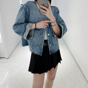 CHESTER CHARLES 2023夏季女款反袖口袋金屬扣牛仔外套香港代购