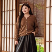 100羊绒 开衫 美丽客栈新款 冬大码 宽松显瘦针织衫 羊绒衫 女装 女