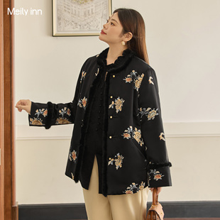 棉服新中式 2025冬新款 国风水貂毛夹棉外套女 女装 美丽客栈高端大码