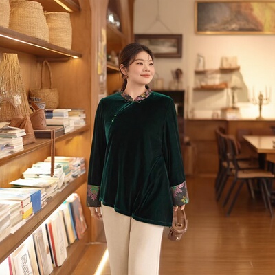 美丽客栈大码新中式显瘦衬衫