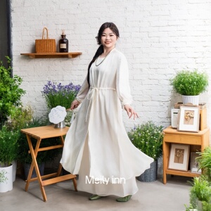 美丽客栈2025夏季新款百搭开衫连衣裙加肥加大200斤胖mm长款外搭