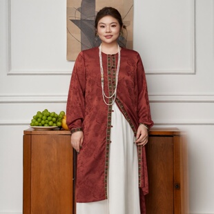 连衣裙春套装 胖mm200斤加肥加大长衬衫 女装 美丽客栈原创高端大码