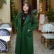 女装 翻领宽松大码 100纯羊毛 美丽客栈秋冬绿双面呢大衣中长款
