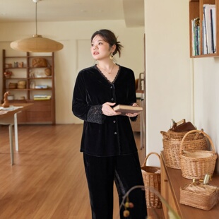 【醋酸丝绒】美丽客栈大码女装2025冬新款胖mm镂空蕾丝开襟打底衫