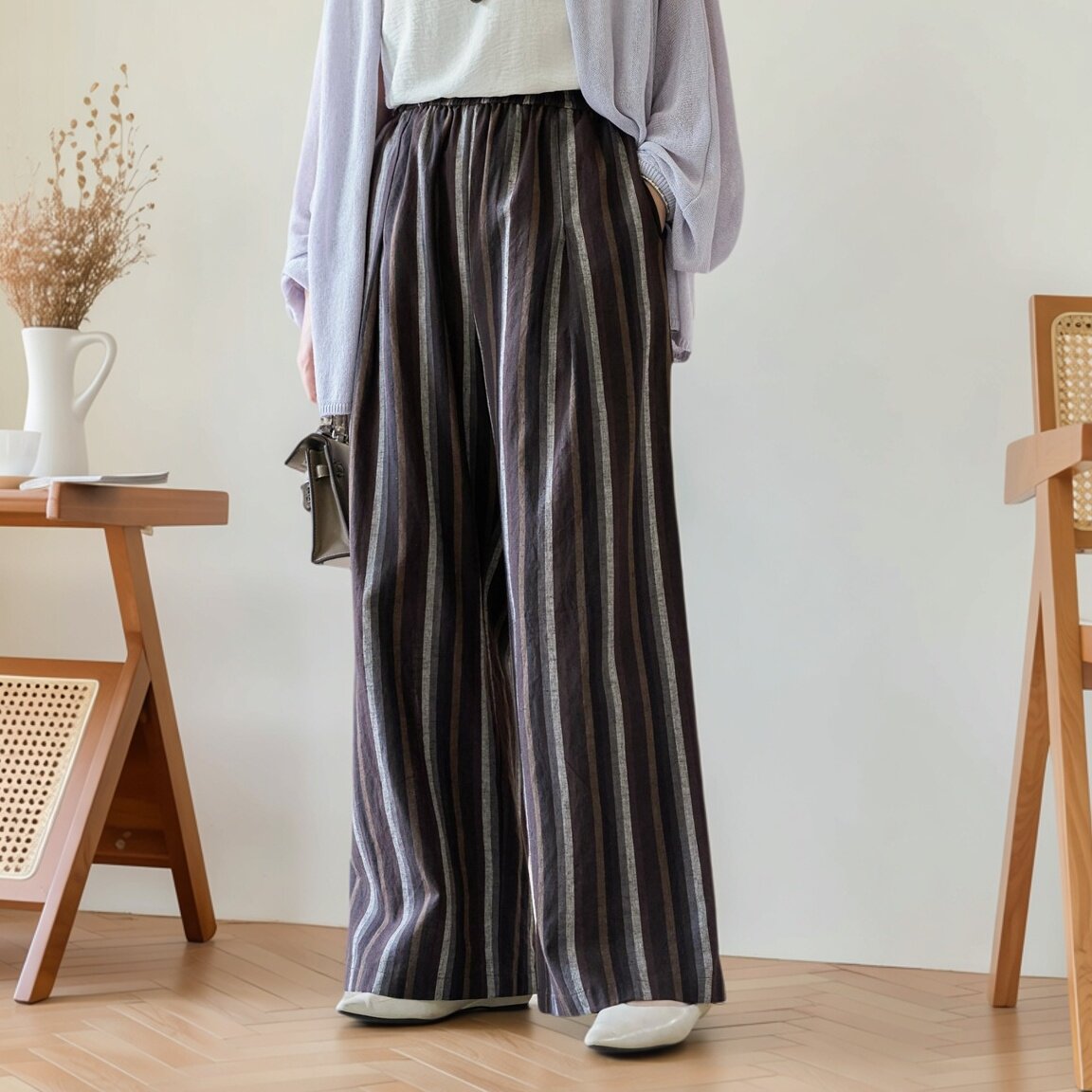 美丽客栈原创高端大码女装直筒裤休闲裤女夏薄款2026新款棉麻裤子